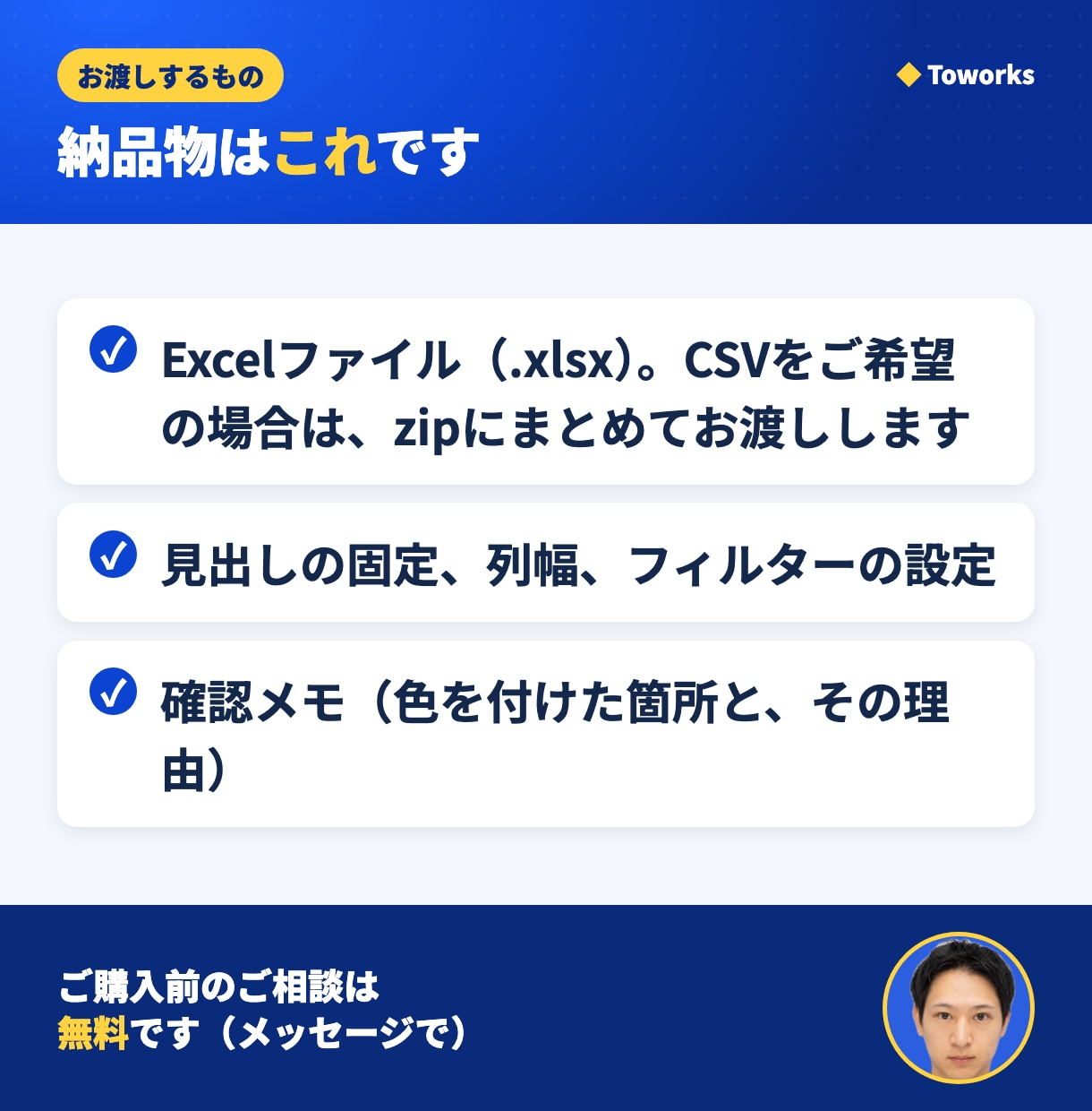 PDF・紙の表を3枚までExcelに変換します A4 3枚まで定額。読み取り後に1行ずつ照合・合計を検算 イメージ5