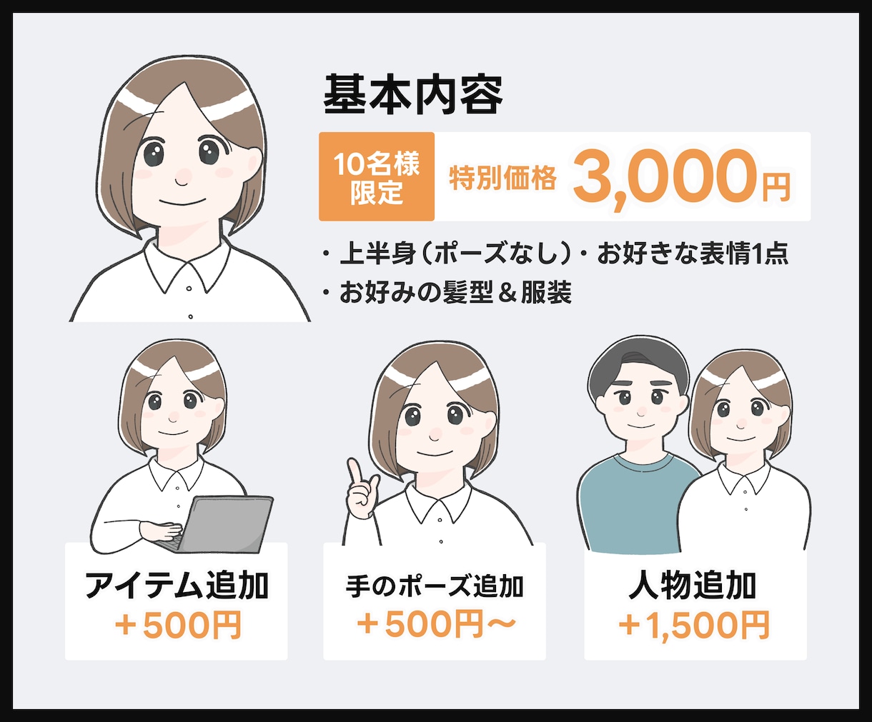 くっきり親しみやすい印象のアイコン描きます SNS・webサイト・LP・広告など幅広い用途に◎ イメージ2