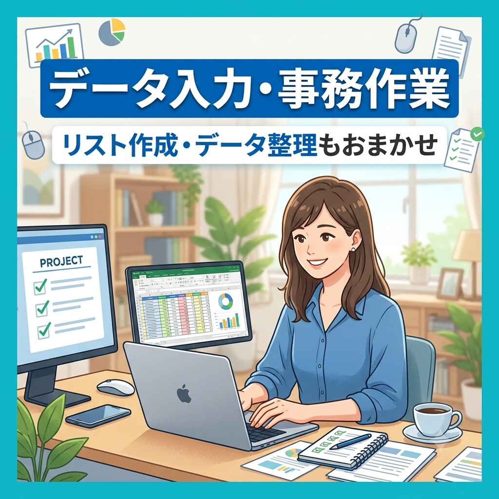 面倒なデータ入力・事務作業を丁寧に代行します データ入力・リスト作成など面倒な事務作業を代行します！ イメージ1