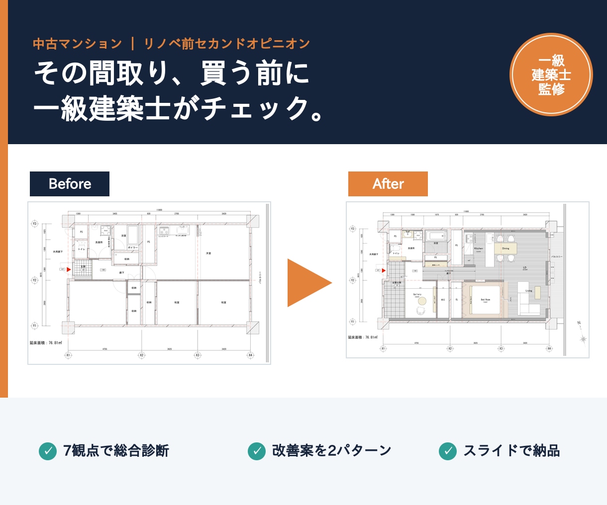 一級建築士が間取りを診断+改善します プロによる第三者セカンドオピニオン イメージ1