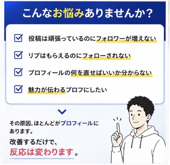 フォローされない原因、プロフで解決します フォローされない原因、プロフにあります イメージ3