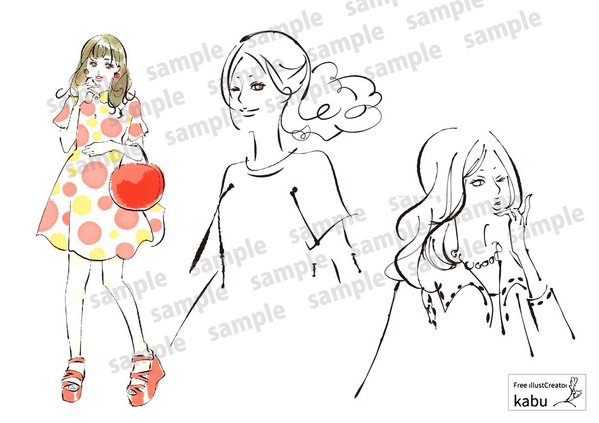 スタイリッシュでおしゃれな女性を描きます 商用利用可。ファッション・エステ関連でおしゃれに飾りたい方に イメージ4