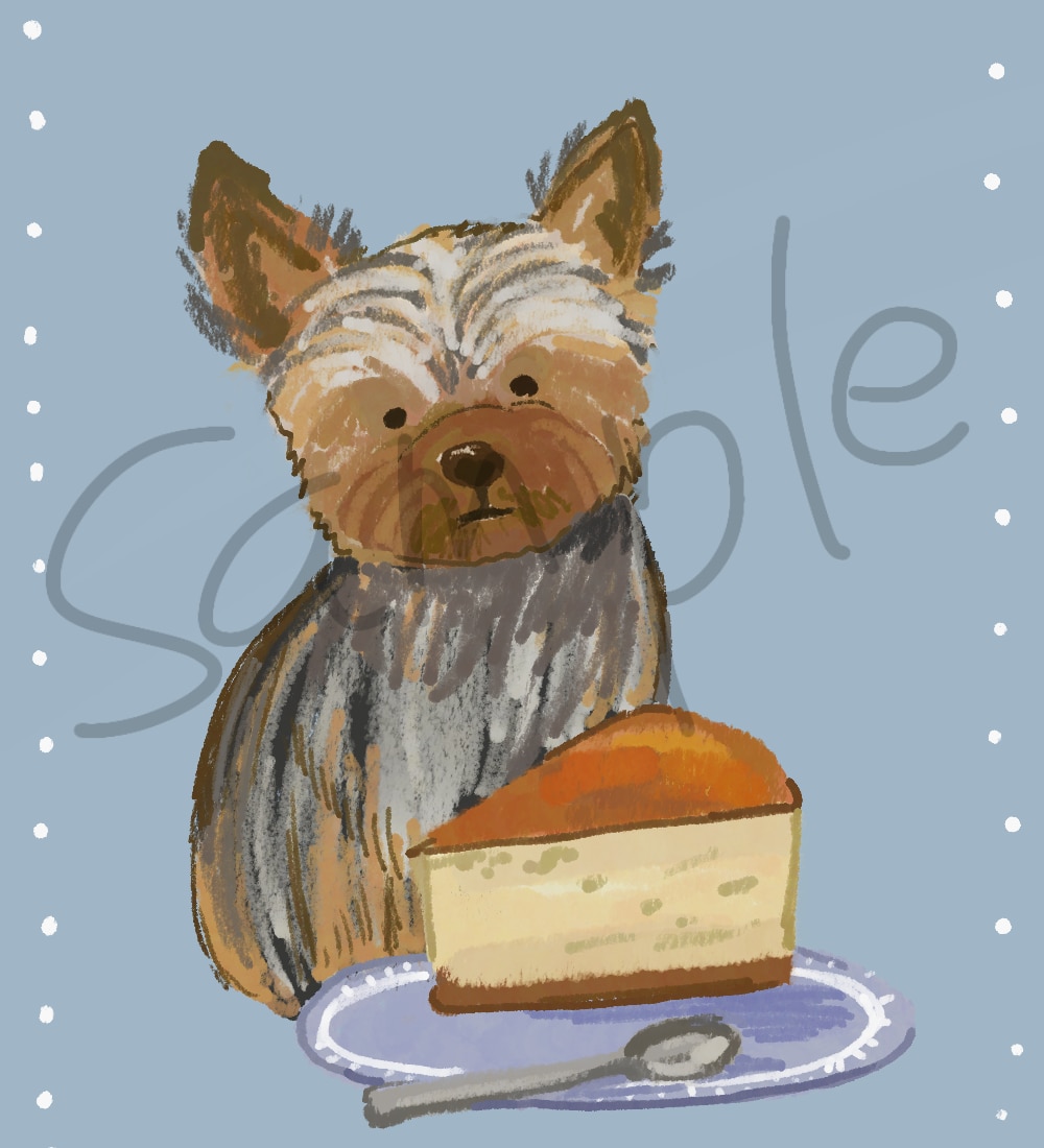お花と大切な愛犬の似顔絵描きます デフォルメされた犬の似顔絵ですペット/犬/似顔絵/イラスト イメージ4