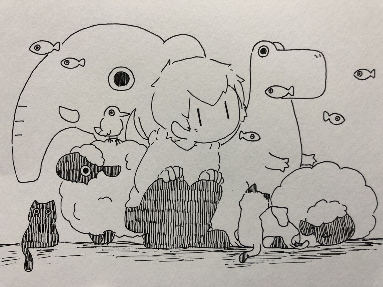可愛い？不気味？ちょっと不思議なイラスト描きます お部屋の装飾等に！模様、ほんわか絵をボールペン画一発書きで！ イメージ3
