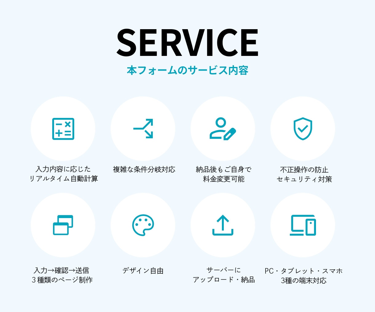 自動で見積もりまで行うフォームを作成します ユーザーの入力に合わせて自動計算！人件費と時間をマルっと削減 イメージ3