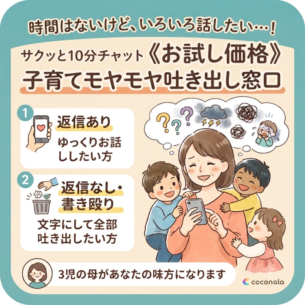 その心のモヤモヤ、ききます 《お試し価格》子育てモヤモヤ吐き出し窓口 イメージ1