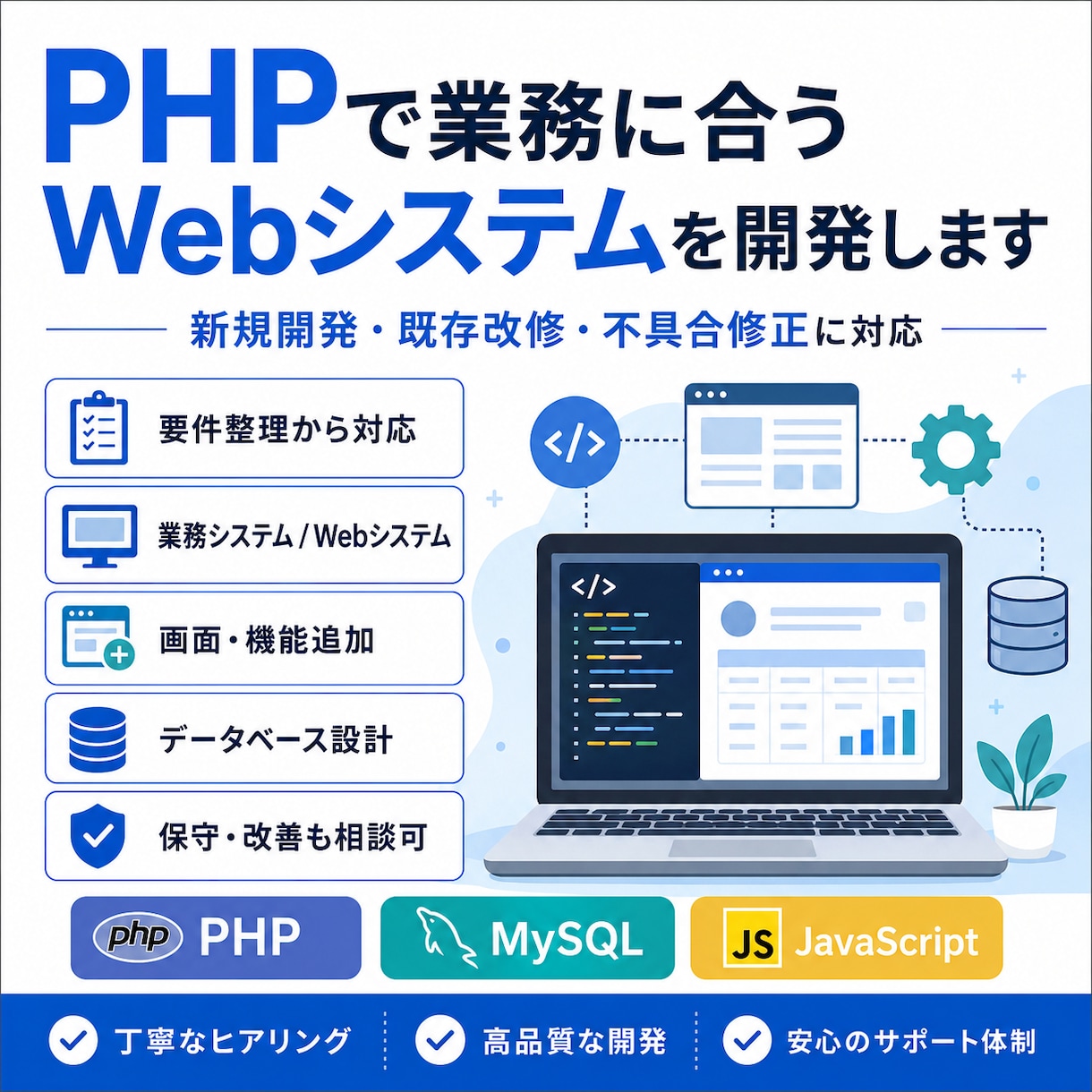 PHPで業務に合うWebシステムを開発します 要件整理から設計・開発まで一貫して対応します イメージ1