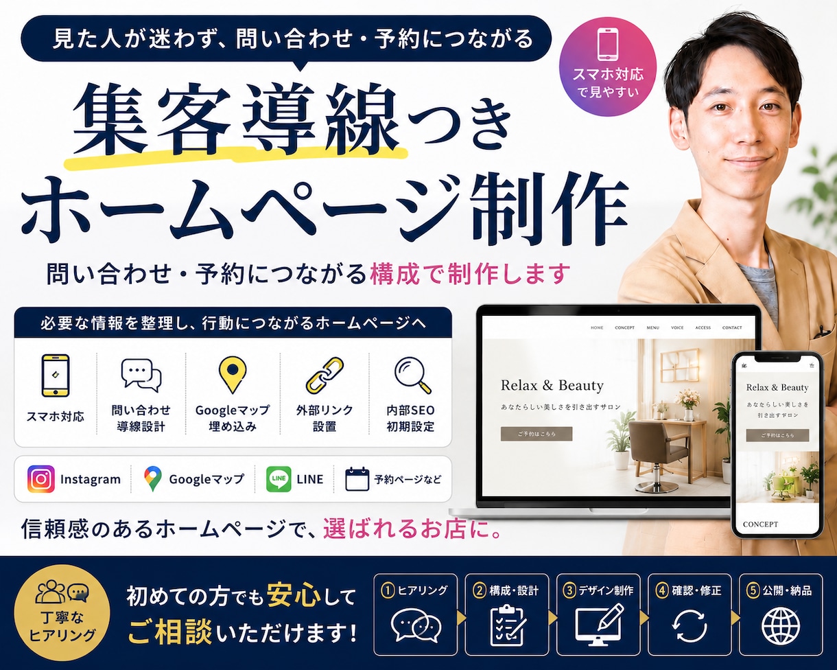 集客導線つきホームページ制作します 予約や問い合わせにつながるHPを制作します イメージ1