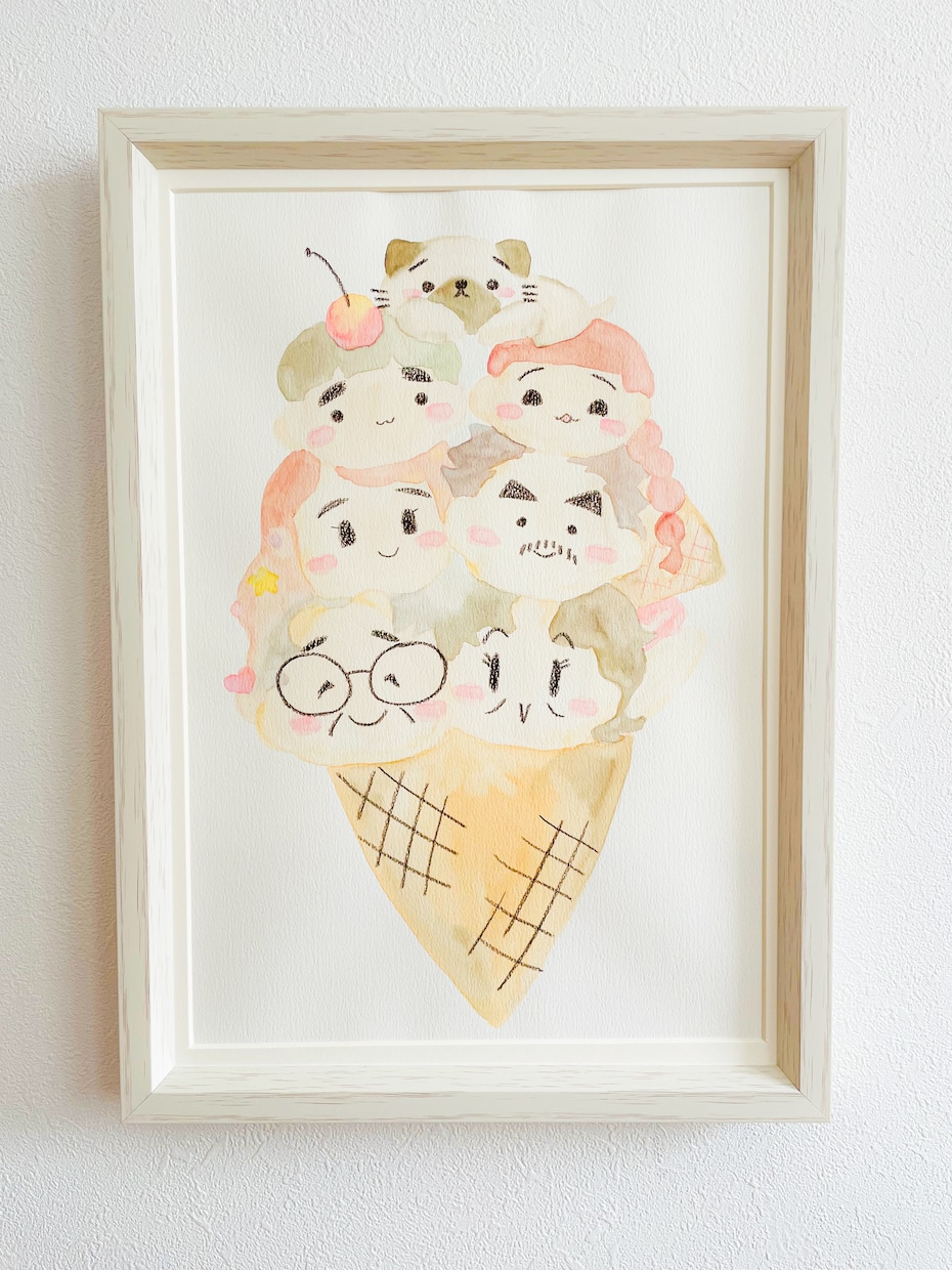 スイーツ似顔絵を作っています 家族でもりもりスイーツ！水彩の優しい色で甘く美味しくなぁれ イメージ3