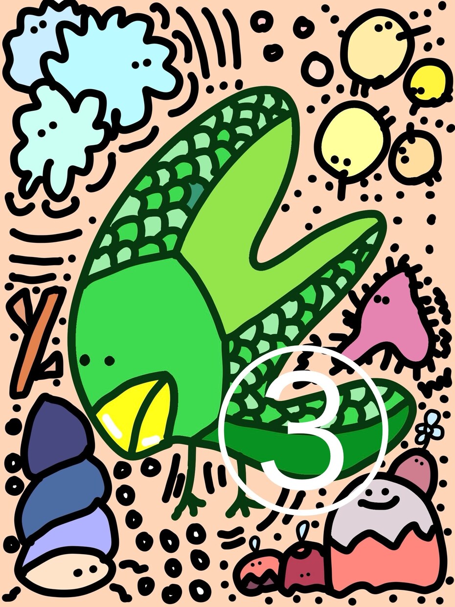 世界に1つだけのイラストを作成します ご希望の形の枠内にたっぷりの生き物を！ イメージ3