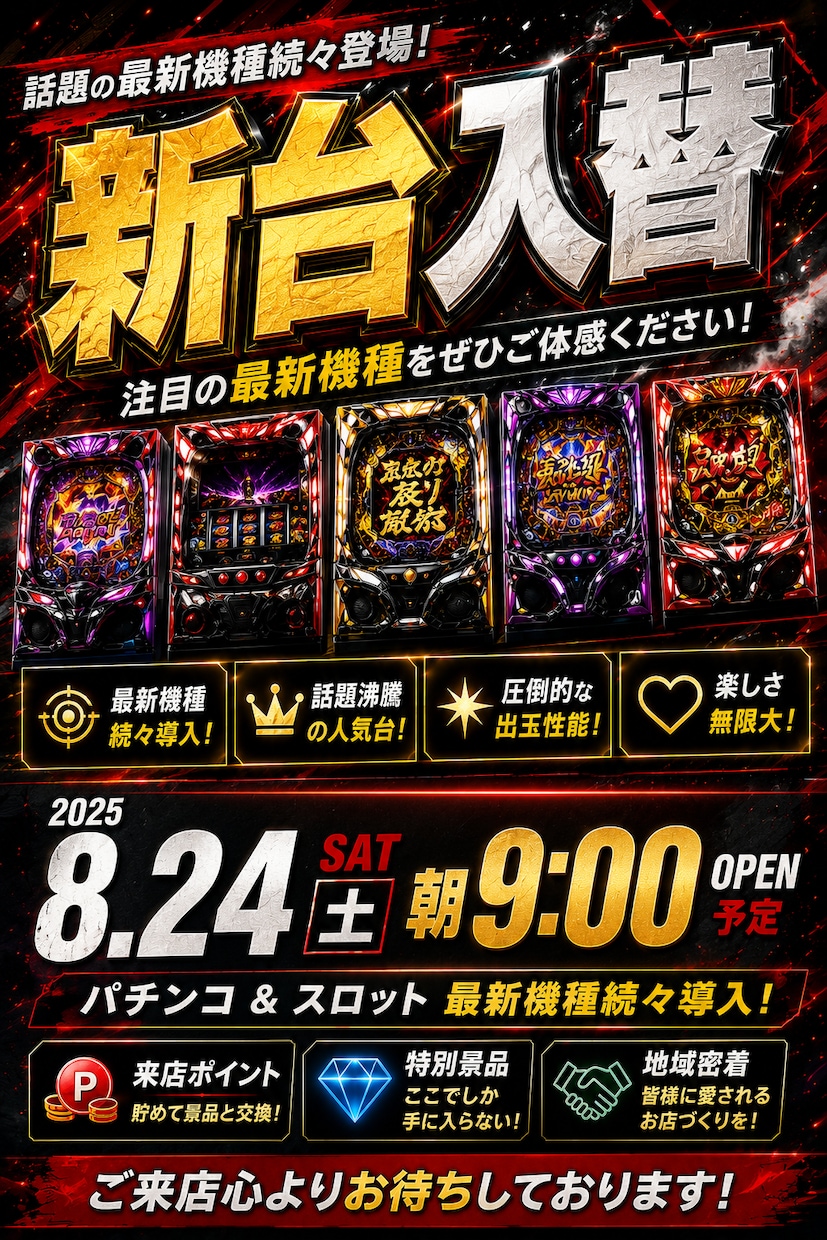 パチンコ店向けPOPを作りますます 新台導入・1台導入などの告知画像を制作します イメージ3