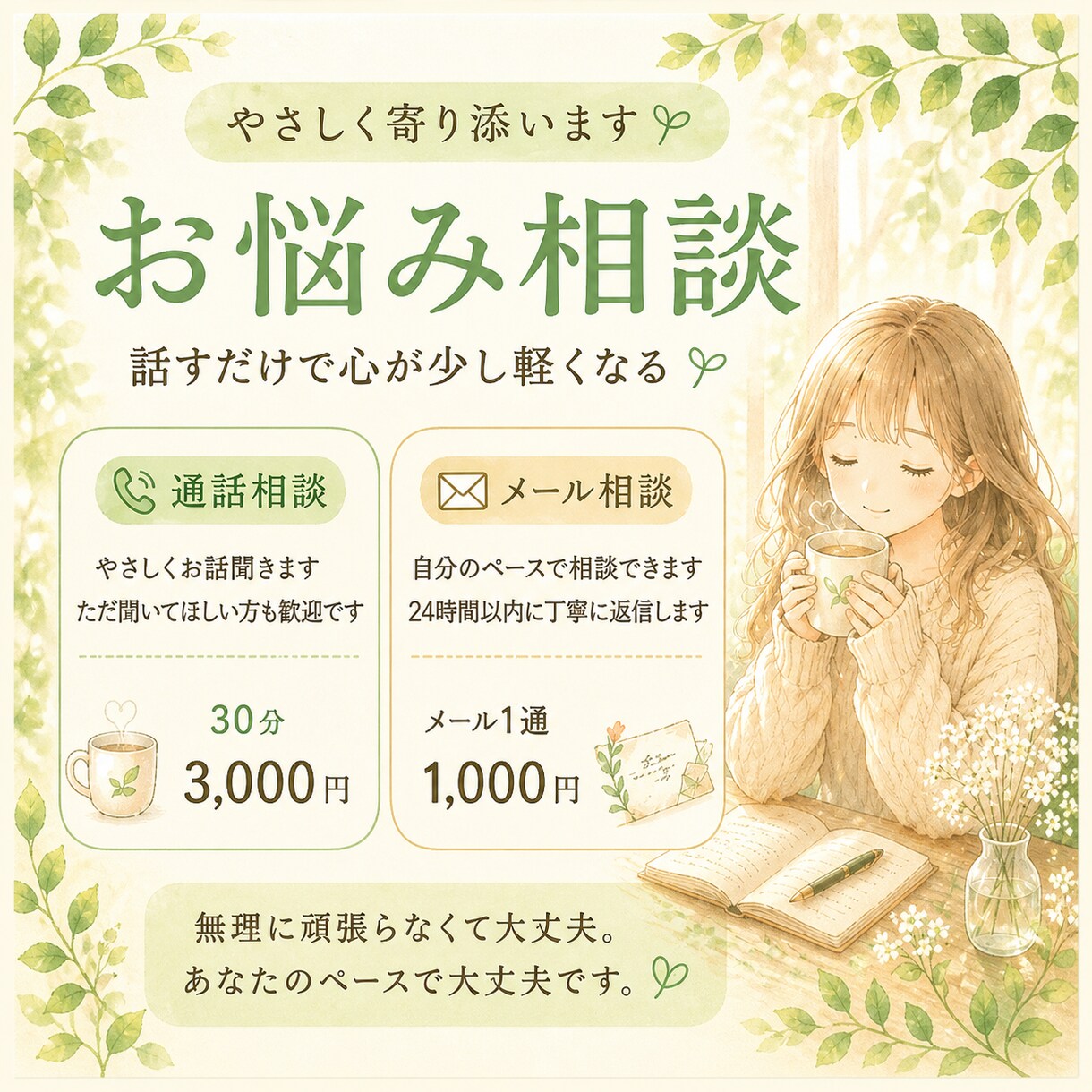 やさしいお悩み通話相談いたします ただ聞いて欲しい方も歓迎です！ イメージ1