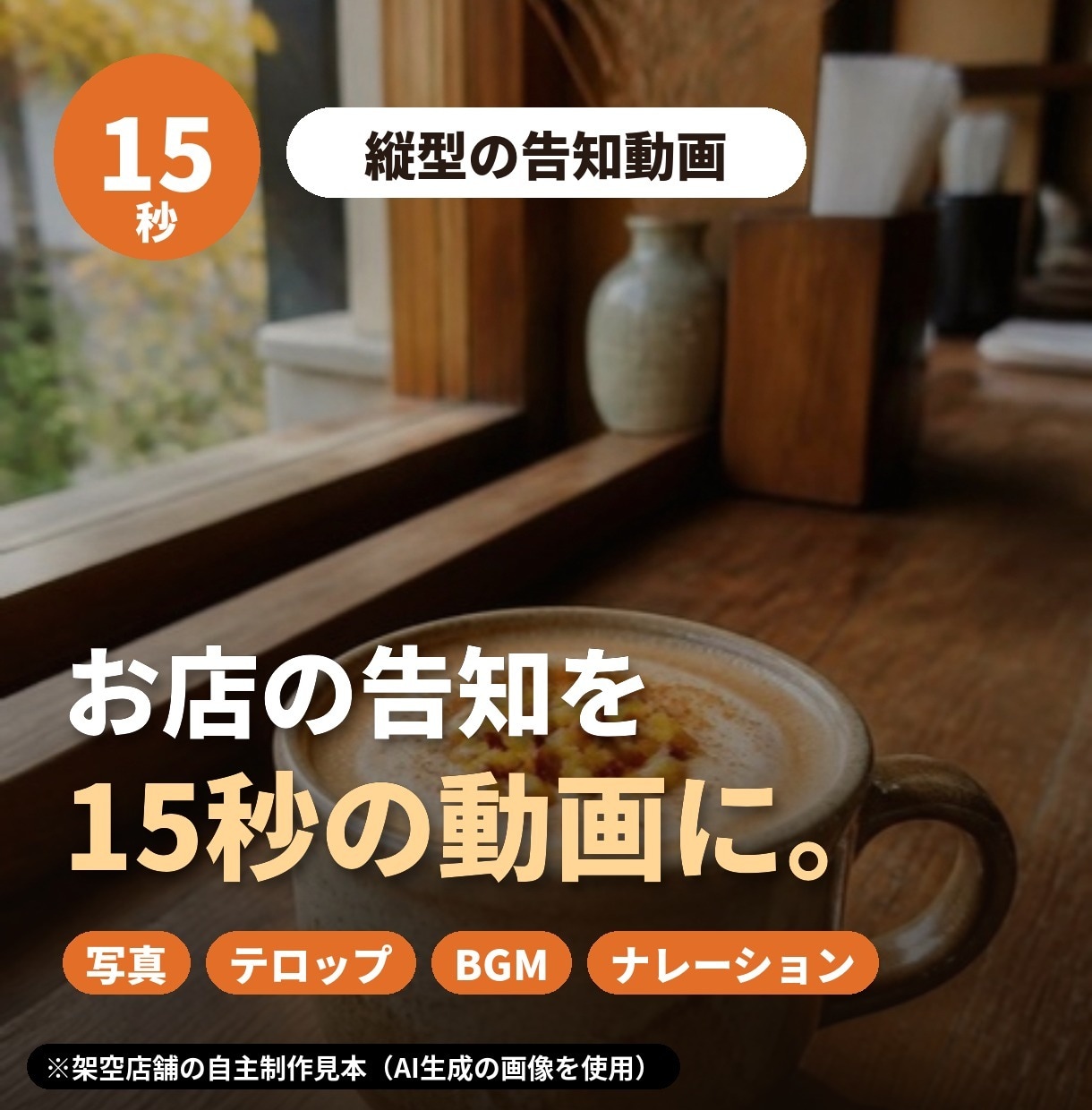 お店・商品の告知を15秒の縦型動画にします 写真・テロップ・BGM・声入りでリール向けに仕上げます イメージ1