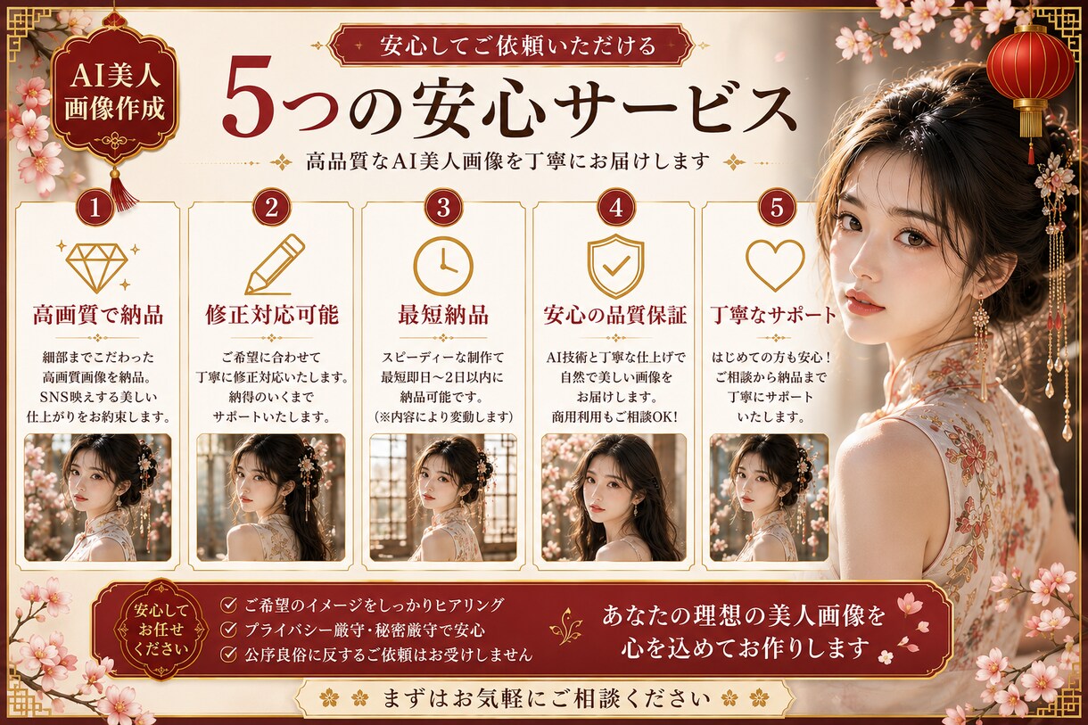 SNS向け高品質美人画像を作成しますます Instagram・アイコン・投稿画像対応 イメージ5