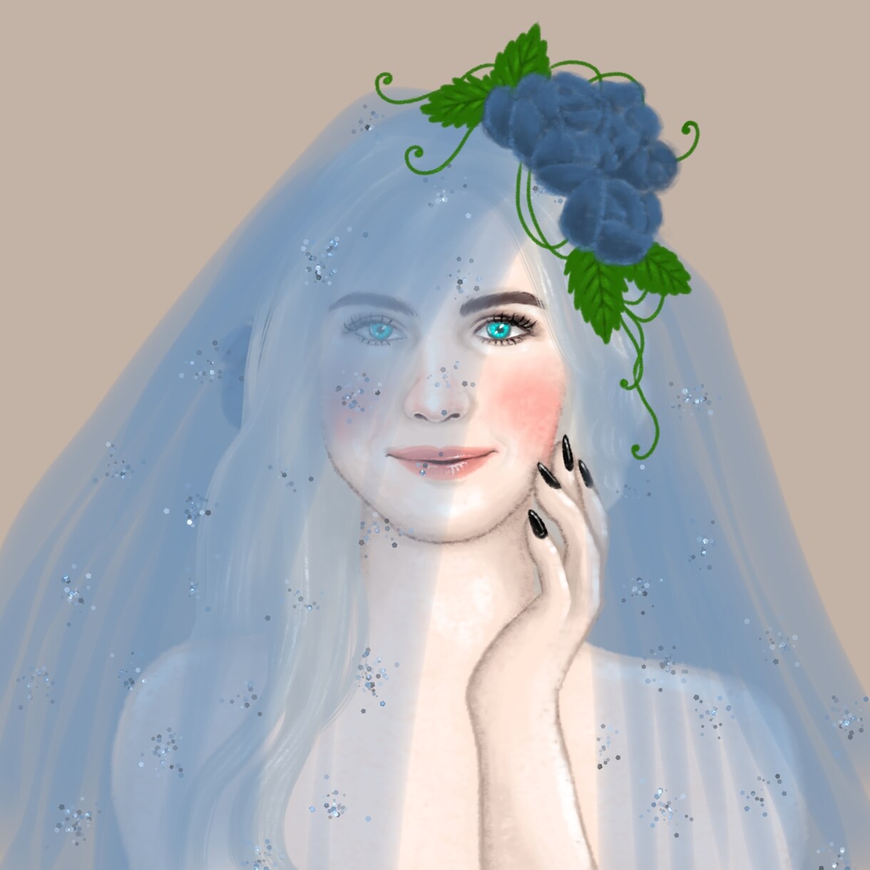 ベールをまとったアートな似顔絵を描きます ウエディングのウェルカムボードやギフト用等 イメージ6
