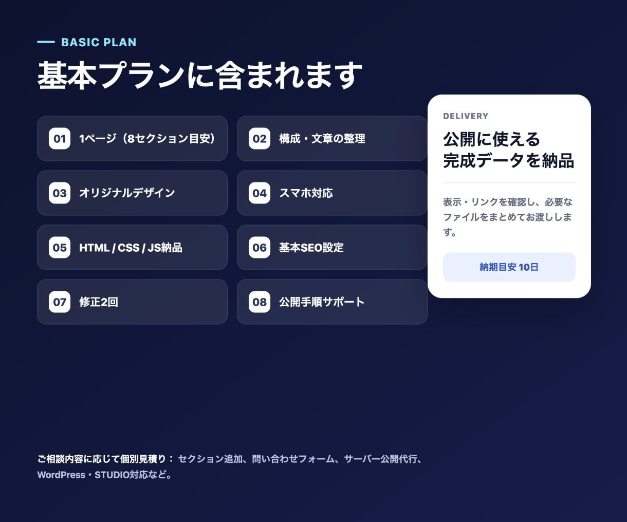 生成AIで成果を意識したLPを制作します 構成・文章・デザイン・実装・公開まで一貫対応 イメージ5