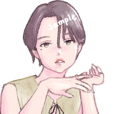 SNSアイコン制作します アナログ風のバストアップイラストです イメージ1