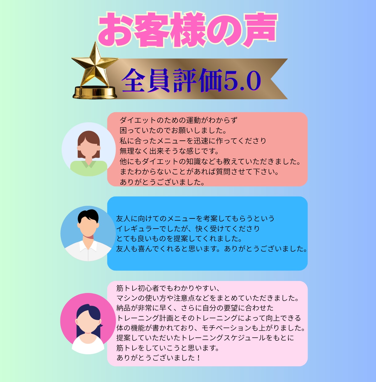 オール☆5評価！あなた専用筋トレメニュー作成します ジム・自宅どちらも対応◎目的別の完全オーダーメイドメニュー！ イメージ6