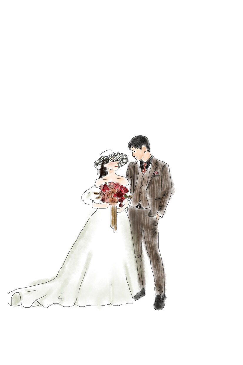 あなたの写真をもとにウエディングイラストを描きます "幸せな瞬間"を、そっと置いておける一枚に。 イメージ1