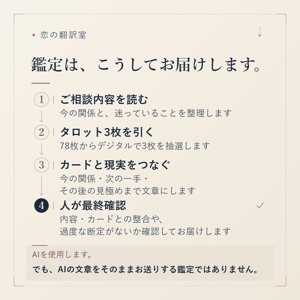 曖昧な関係｜今の二人と次の一手を3枚で読みます 次の一手から、その後の見極めまで。 イメージ4