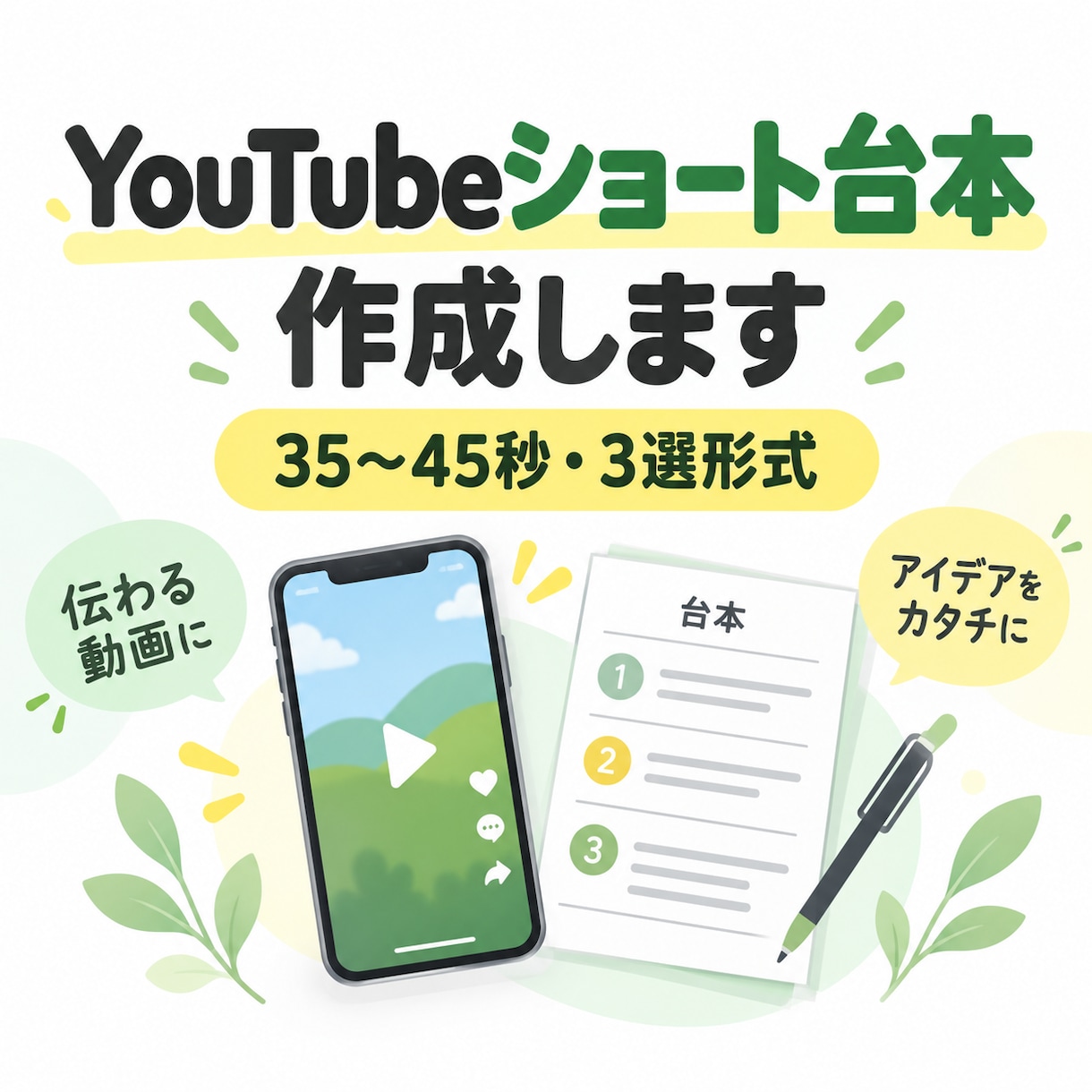 YouTubeショート動画の台本を作成します 最後まで見られる3選形式の台本に対応します イメージ1