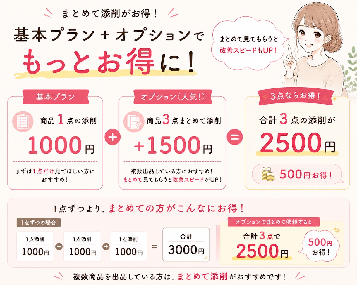 なぜ売れない？メルカリ出品ページを赤ペン添削します 元物販講師。300名以上添削経験で売れない原因を具体的に改善 イメージ4