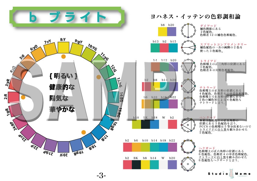学習用にPCCSトーン図を提供します 資格取得に必須の色相、配色の習得に！ イメージ3