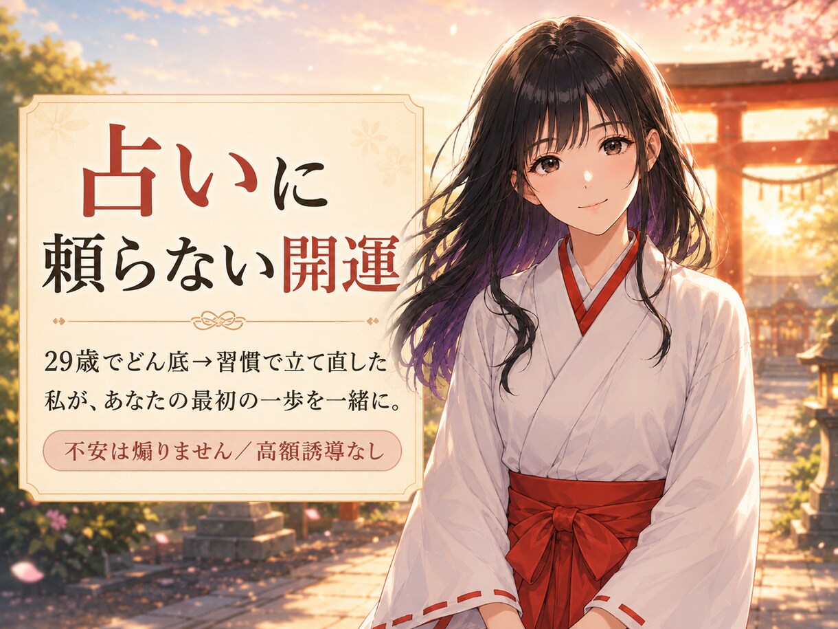 人生に行き詰まった方へ開運習慣を提案します 29歳でどん底→立て直した私が最初の一歩を一緒に イメージ1