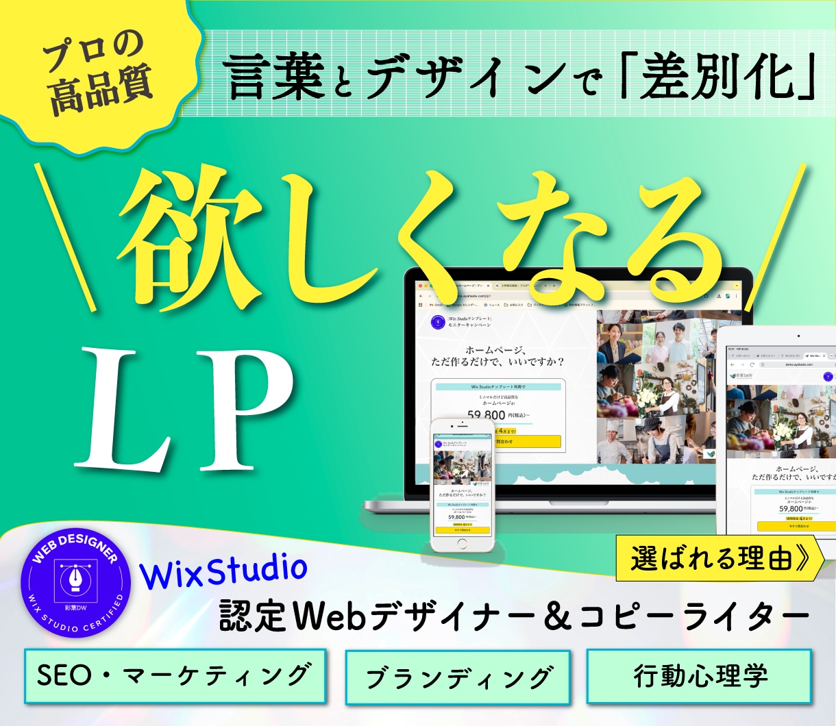 ３枠限定価格｜プロが＼欲しくなる／LPお作りします コピーライター＆公式認定デザイナーが色彩と言葉で差別化！ イメージ1