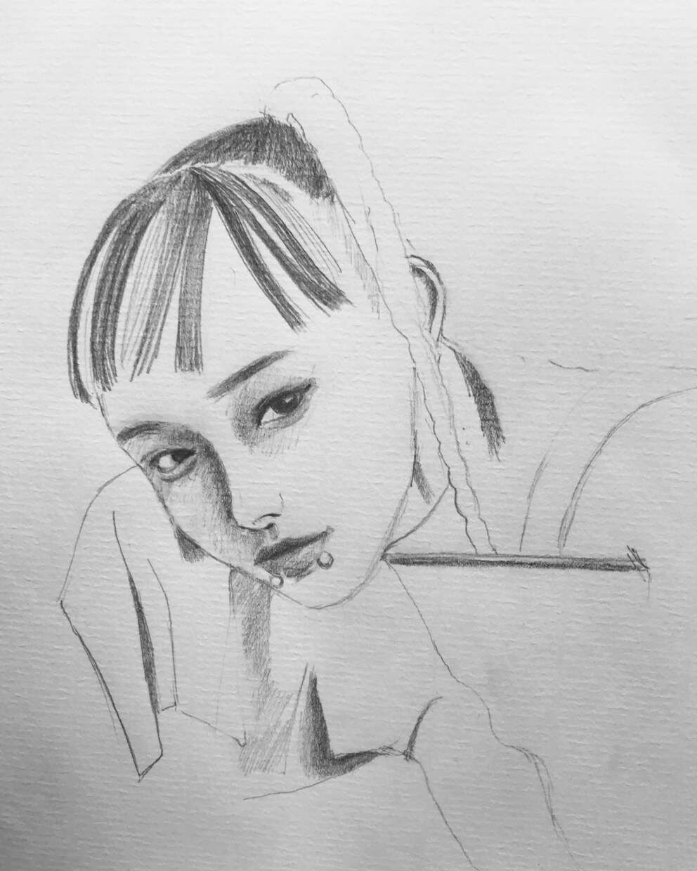 リアルなデッサン風の似顔絵(人物・動物)を描きます 鉛筆スケッチ画、写真を組み合わせ背景も◯。印刷・原画郵送 イメージ7