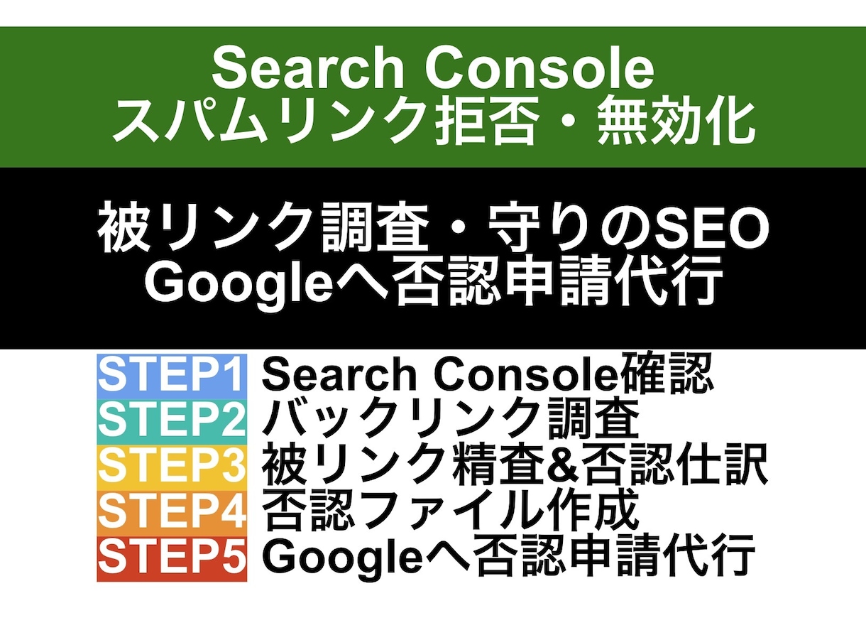Search Consoleの被リンク調査します 被リンク調査&Googleへ否認申請代行【SEO外部対策】 イメージ1