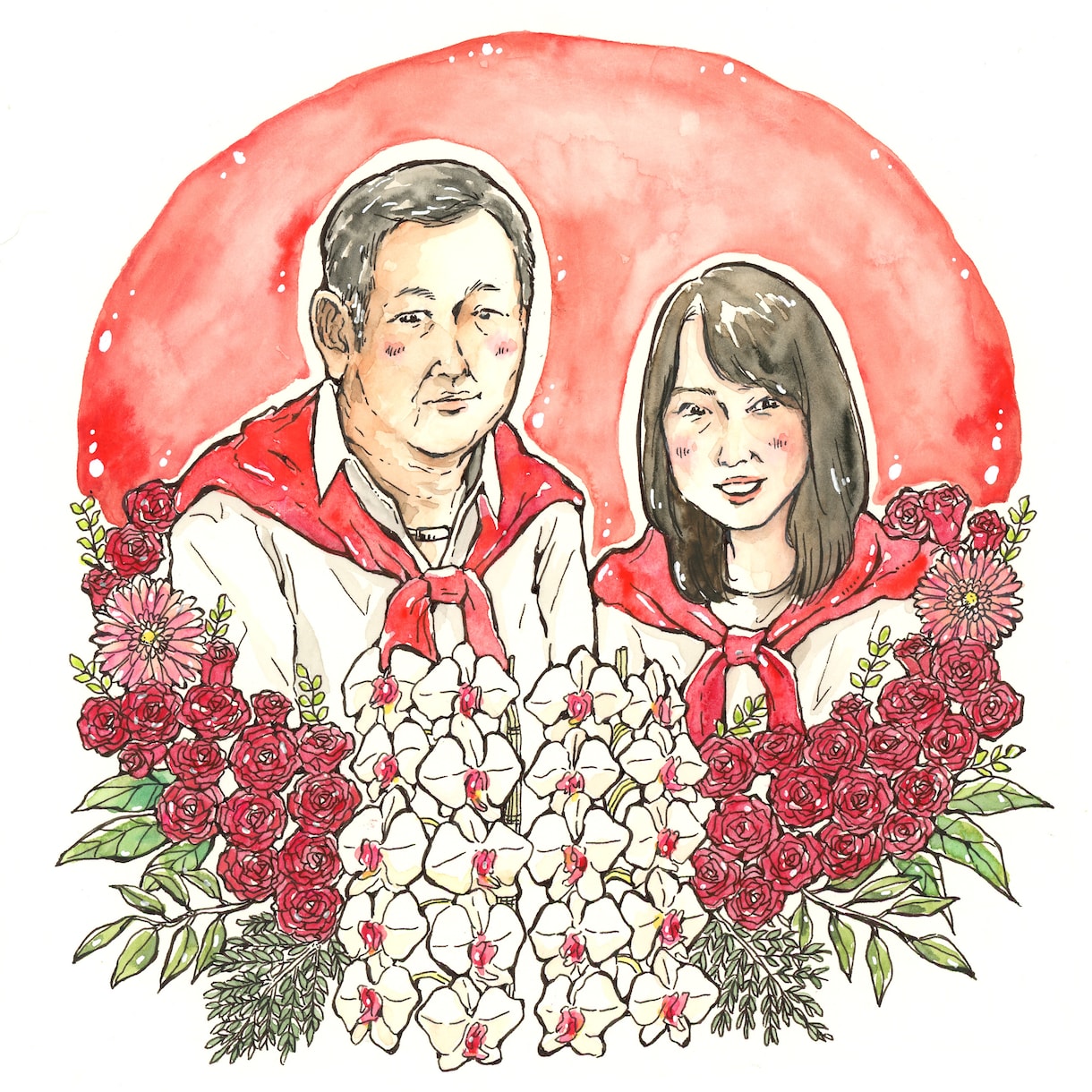 フラワーフレーム＊水彩にがおえ描きます 記念日の贈り物やインテリアにぴったりです♪ イメージ1