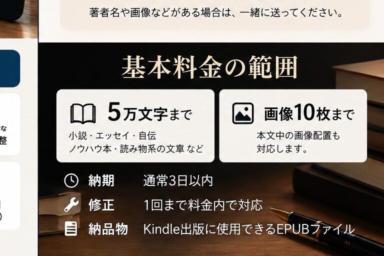 文章を3日で縦書きKindle EPUBにします 原稿を送るだけ。Kindle出版用の縦書きEPUBに即変換！ イメージ4