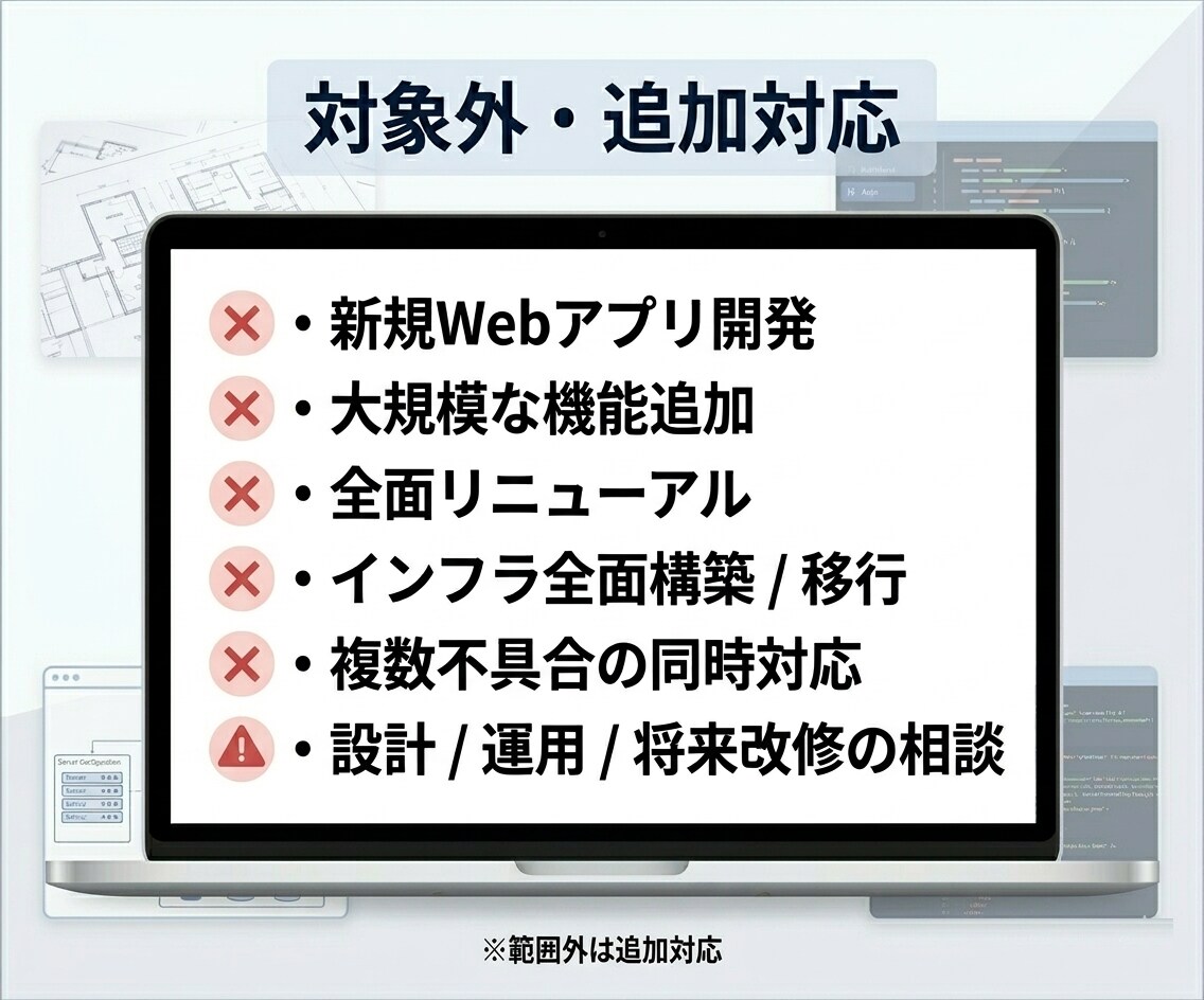 既存Webアプリの不具合修正します 原因調査から修正まで実務対応します イメージ4