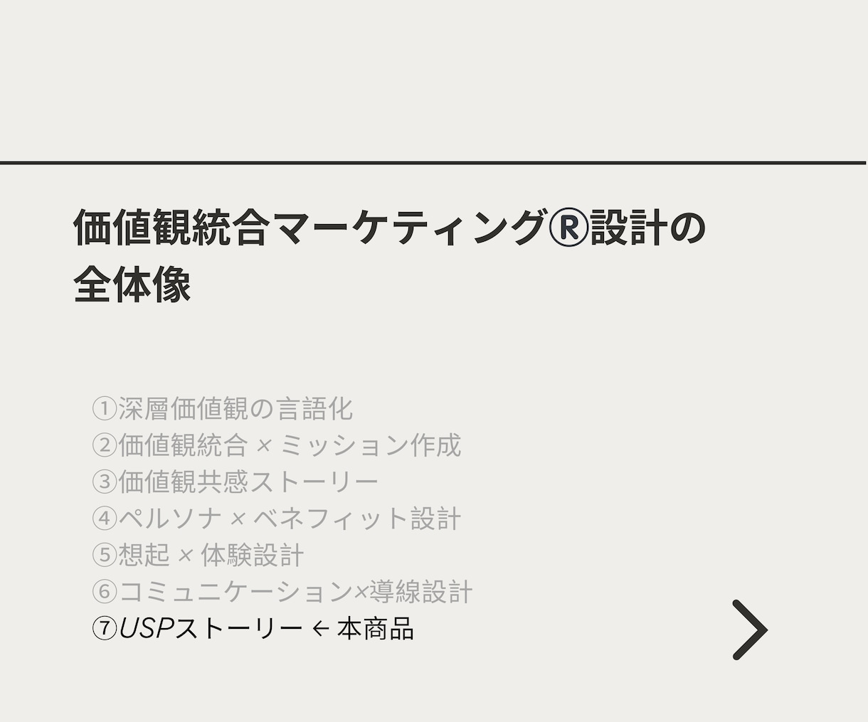 あなたの強みが揃ったUSPストーリーを作成します 価値観統合マーケティング設計《全7ステップ》その⑦ イメージ2