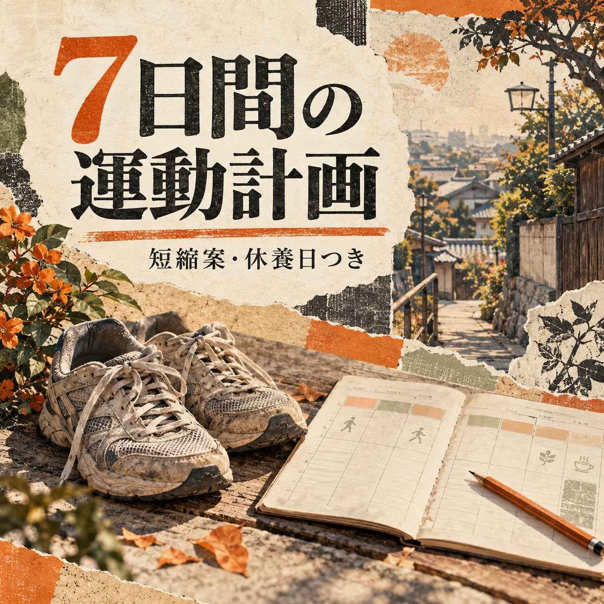 7日間の運動計画を作成します 予定が崩れた日の短縮案と休養日も一緒に イメージ1