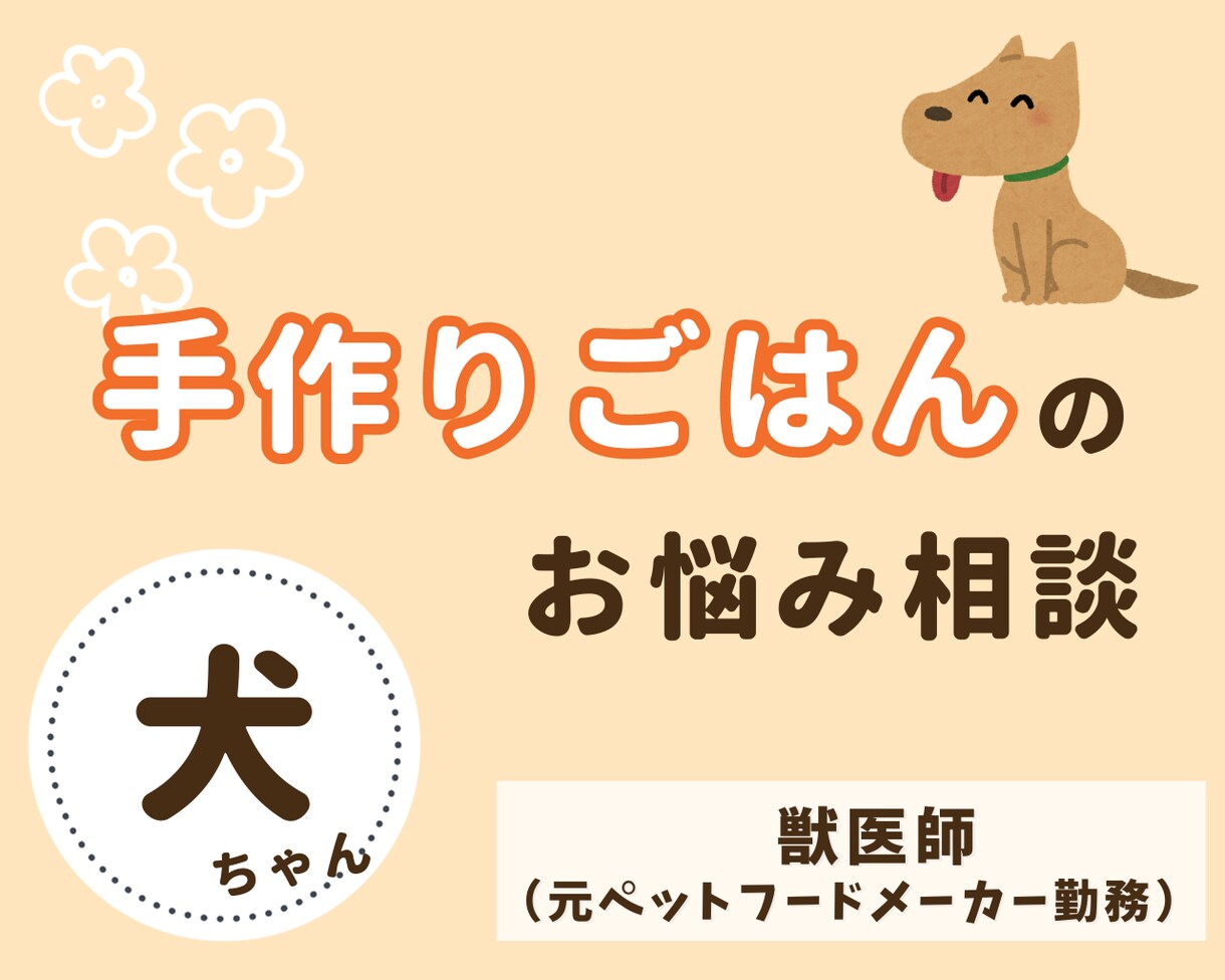 愛犬の『手作りごはん』の相談にのります 元フードメーカー勤務の獣医師がアドバイス！ イメージ1