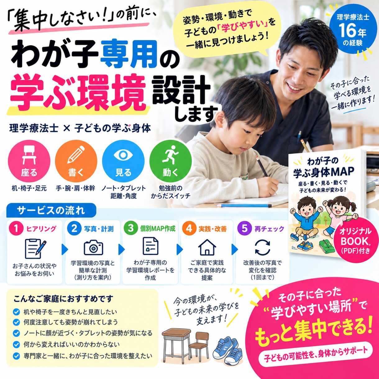 わが子専用の学びやすい環境を理学療法士と設計します BOOK＋個別MAP＋再チェック イメージ1