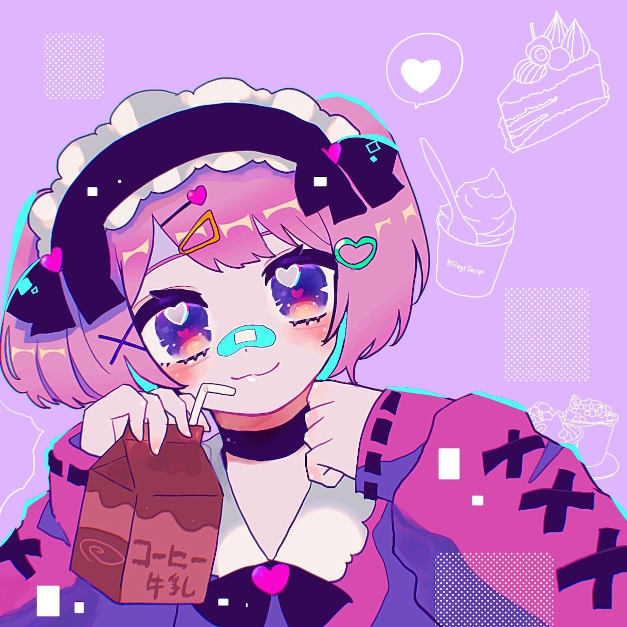 Twitterなどで使用できるアイコンを描きます ビビットポップな絵柄カッコカワイイイラストが得意です イメージ3