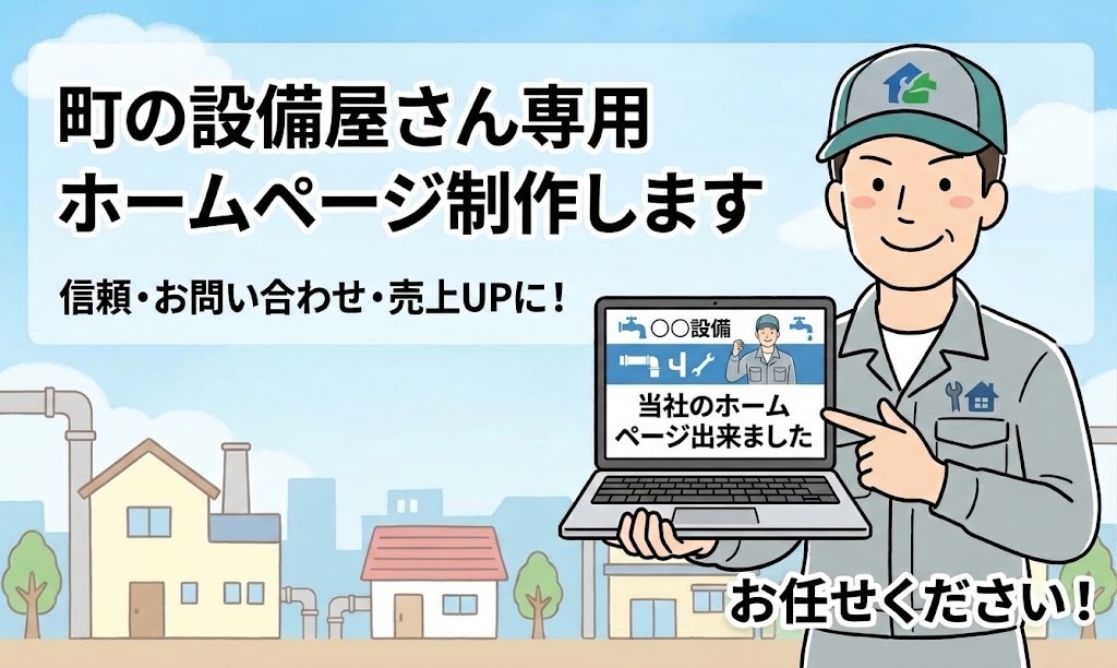 町の設備屋さん専用のホームページ制作します デザインお任せ！信頼・お問い合わせUP！に活用ください！ イメージ1