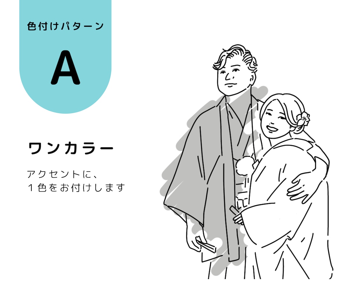 線画の似顔絵：２人まで同一料金でお描きします ｜サイズ指定可能！パターンいろいろ！ イメージ2