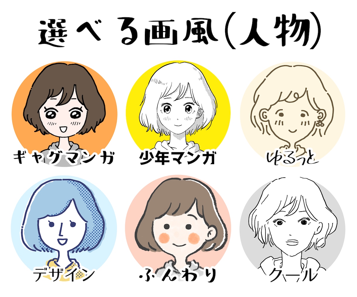 8種以上の画風から、あなた好みのアイコン描きます SNSやブログ、ビジネスシーンなどに最適！ イメージ2