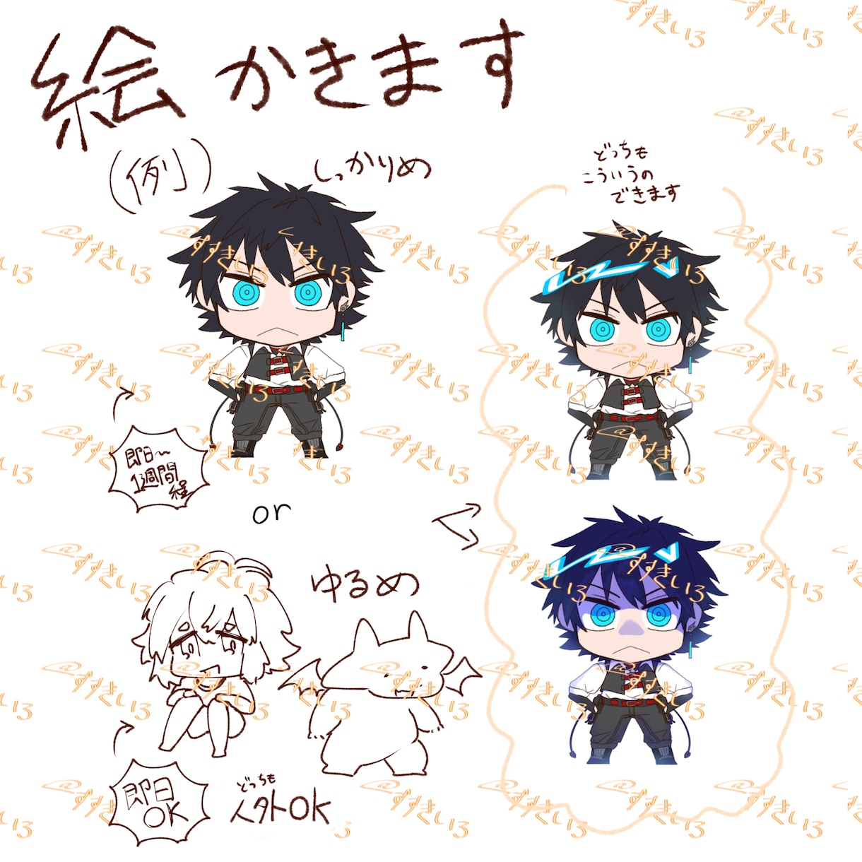超ゆるいデフォルメチックにキャラ描きます オリジナルキャラクターのみ、いくつか描きます イメージ1