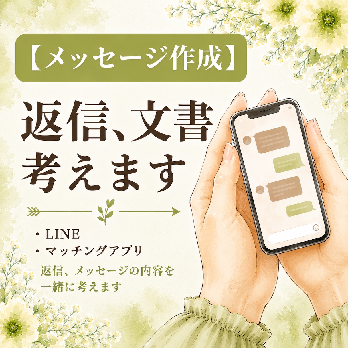 恋するあなたへ。メッセージや返信を、一緒に考えます お電話が苦手な方も安心♪あなたのペースで優しく寄り添います。 イメージ1