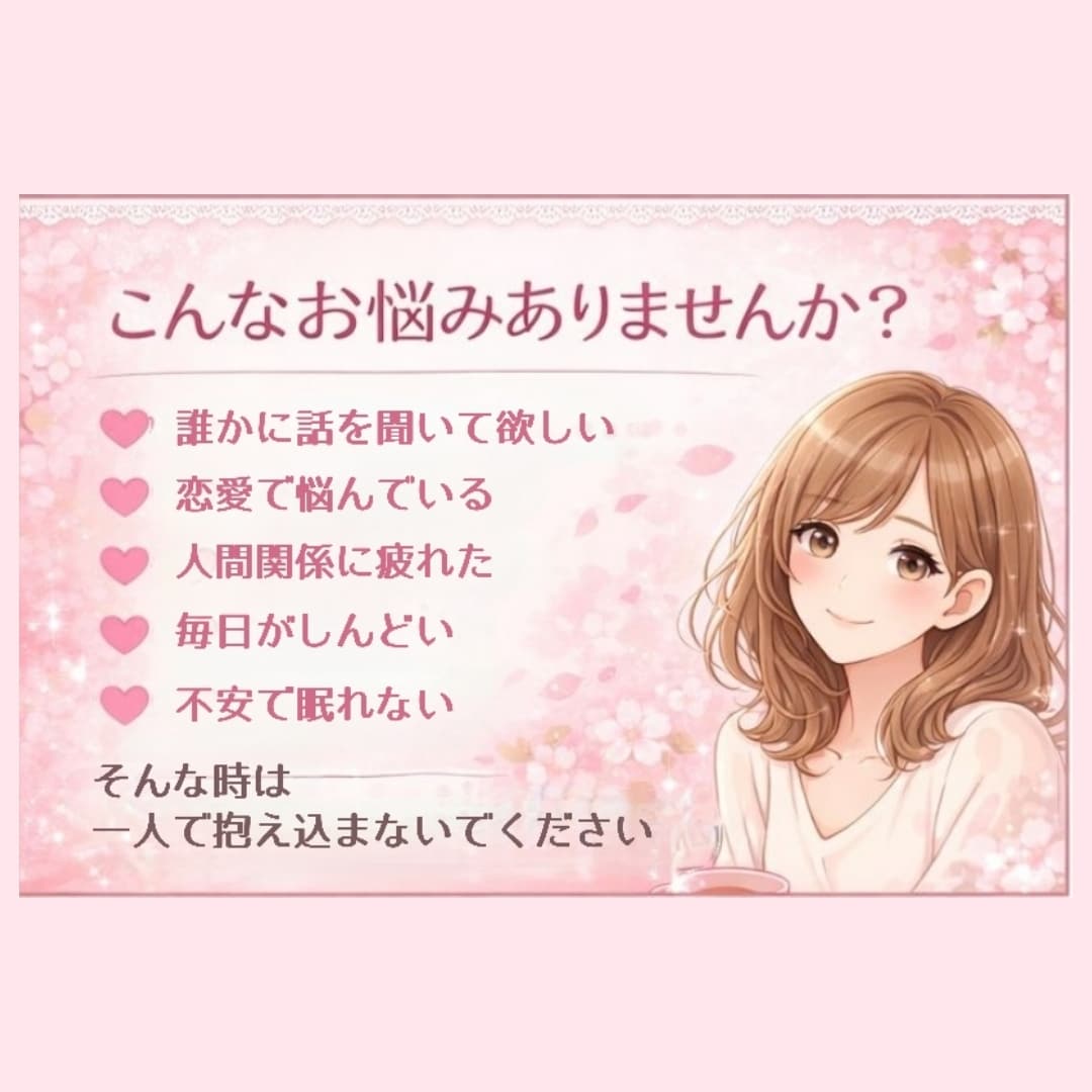 恋愛・人間関係・性のお悩み丁寧にお聞きします 誰にも言えない心の悩み・愚痴！チャットで話してみませんか？ イメージ3