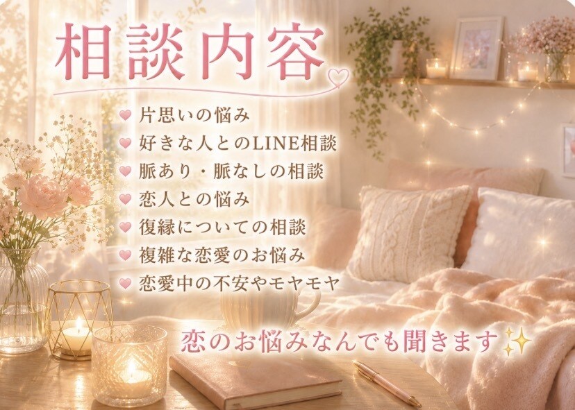 恋のお悩みじっくりお聞きします ひとりで抱え込まず、あなたの気持ちをお聞かせください イメージ2