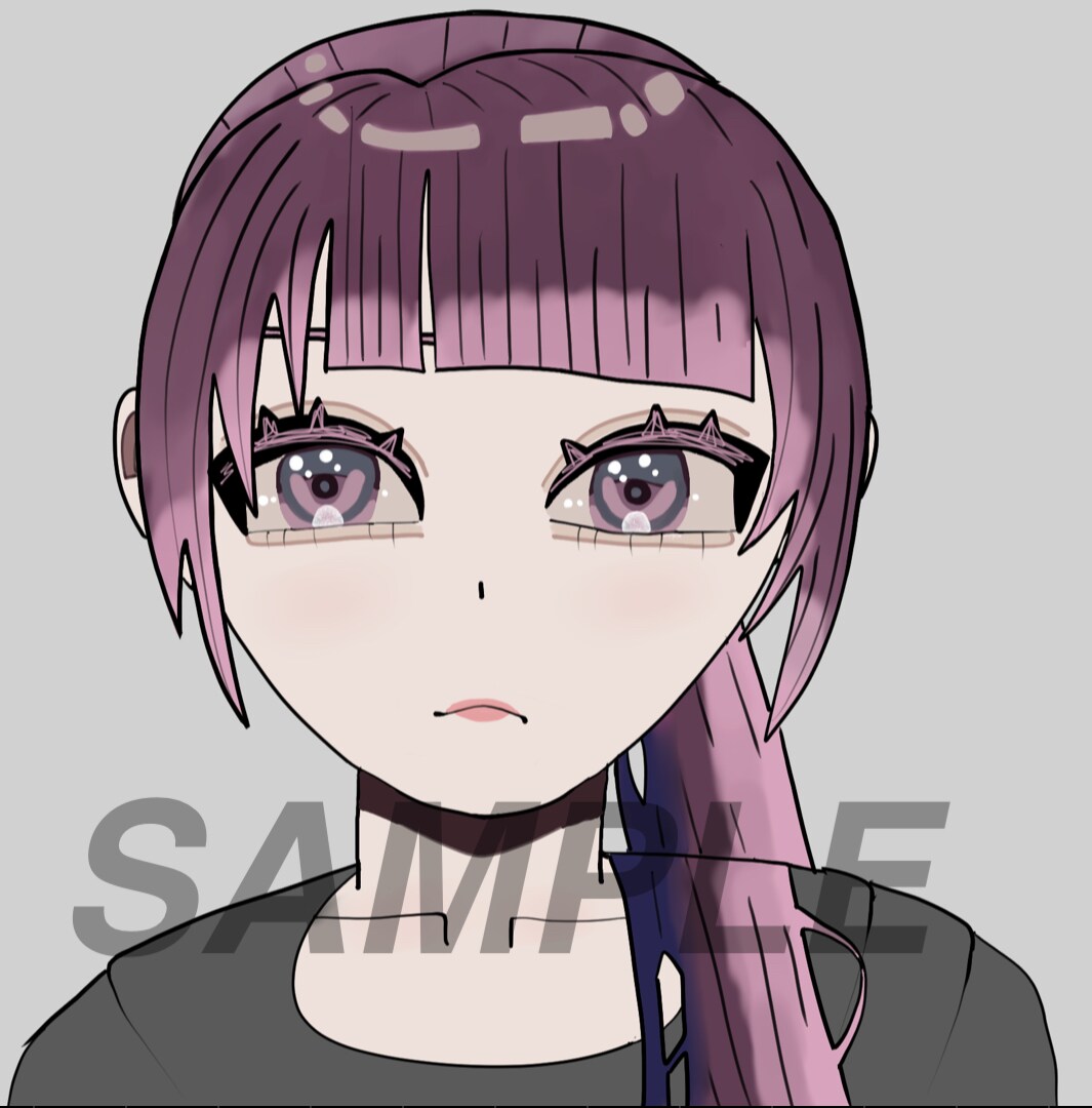 お目目がキラキラの可愛いイラスト描きます SNSアイコン等に使用できるイラスト作成します！ イメージ1