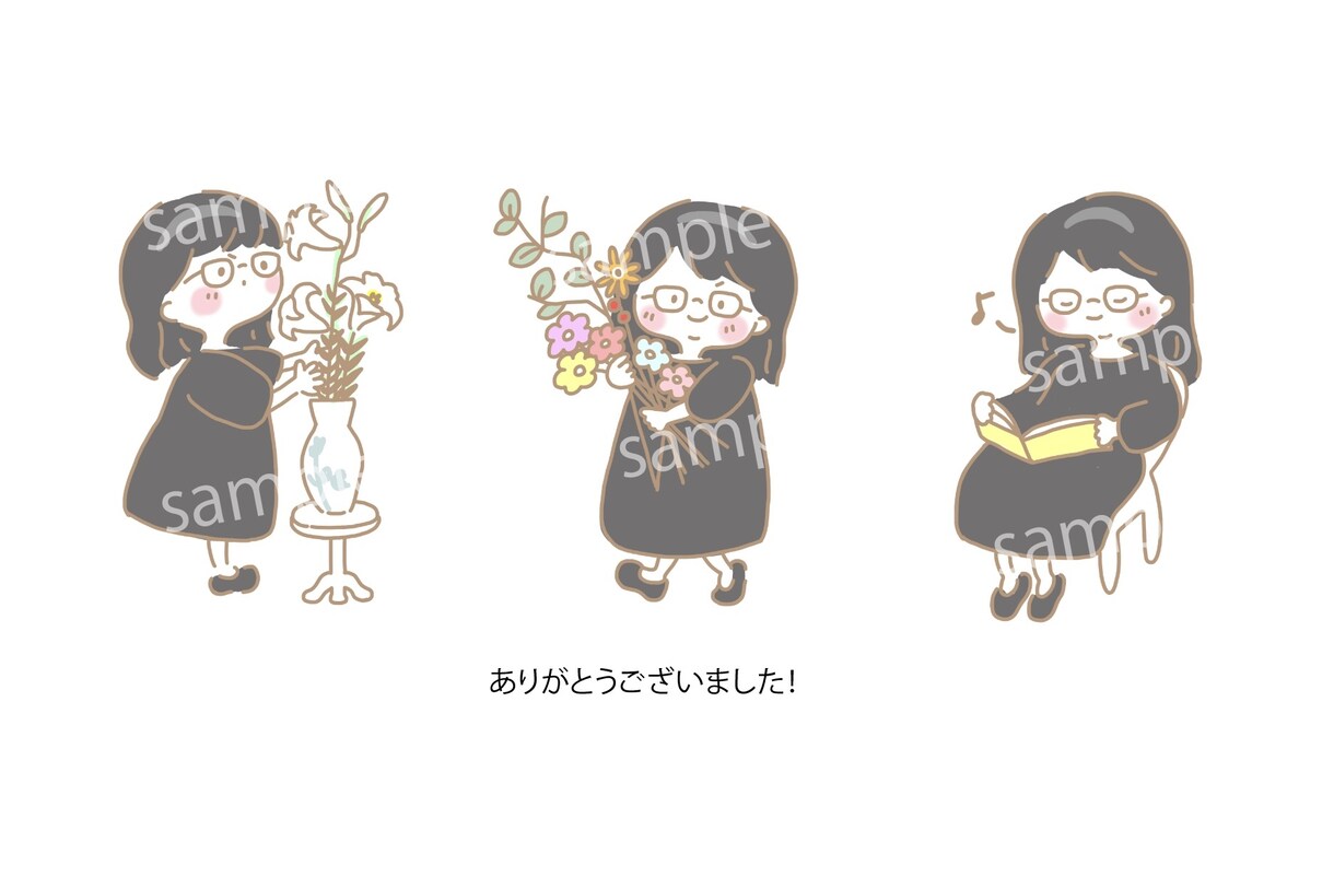 優しくてかわいいシンプル線画イラスト描きます 商用利用OK◎SNSアイコンから挿絵まで幅広く使い安い イメージ9