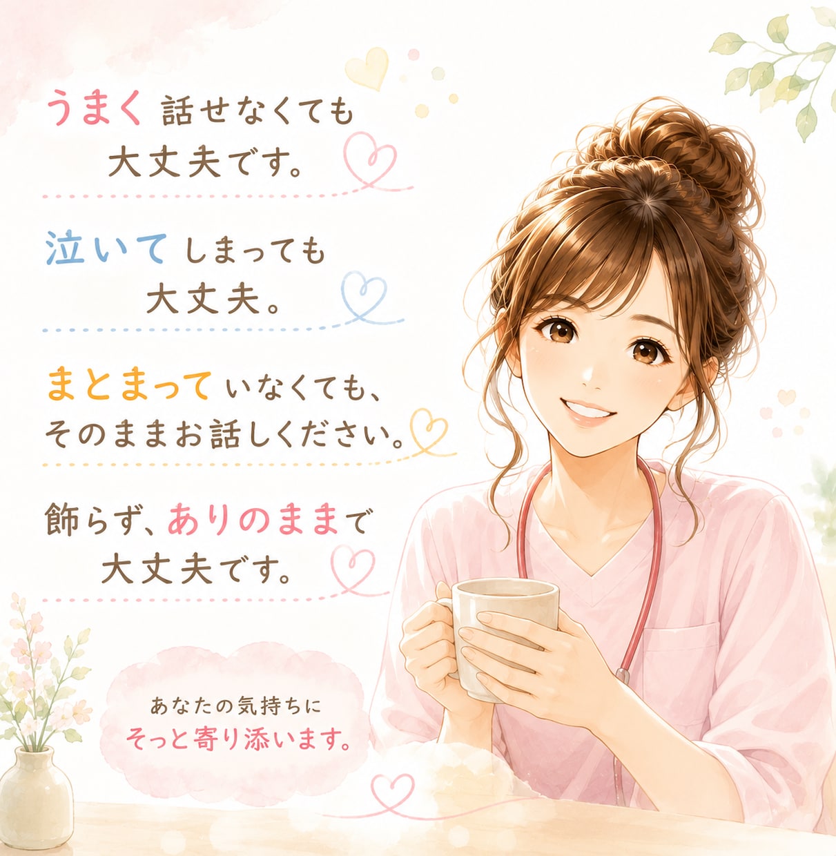 元看護師が心と体のお悩みお聞きします 一人で抱えず安心してお話しください イメージ2