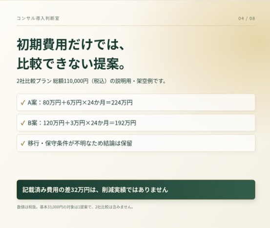 コンサル・AI導入の判断資料を作成します 現役コンサル2名が、費用・対応範囲・完了条件を整理 イメージ4